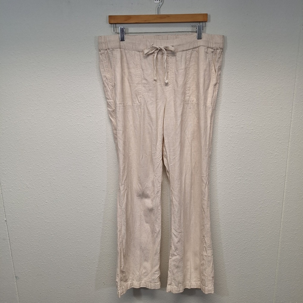 Caslon Wide Leg Linen Pants Pull-On Lightweight Ivory Women's Size Large